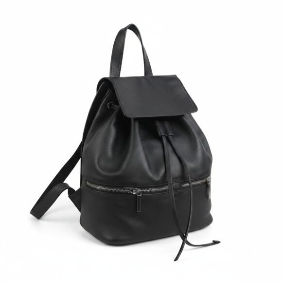WHISTLES Cow Leather Backpack Black Drawstring Zip Academia Lifestyle Travel main image 11